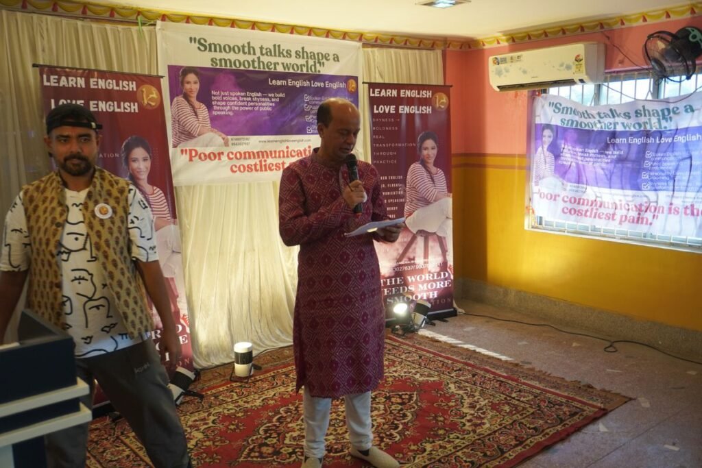 Stage fear overcome Kolkata Bengali — LELE student using breathing technique before public speaking session to eliminate Glossophobia