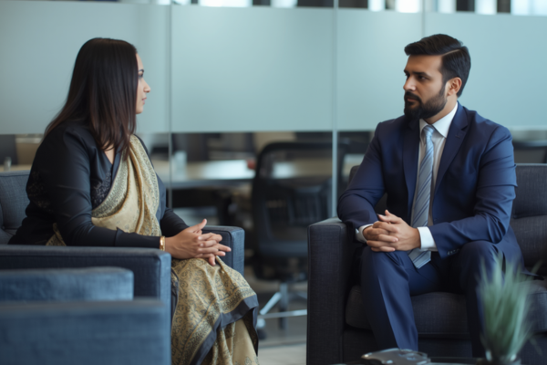 Bengali candidate confidently answering “tell me about yourself” in English during a job interview in Kolkata