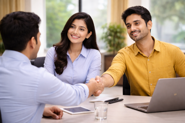 Body language ki Bengali career guide — LELE students practising eye contact and confident posture in personality development class Kolkata